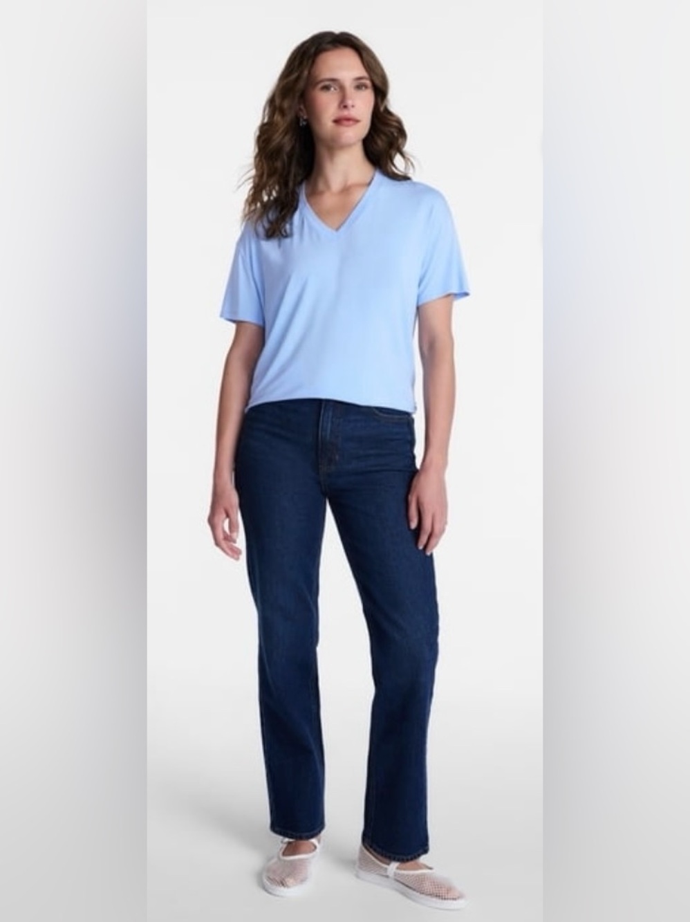 Time and Tru Dark Blue High Rise Straight Leg Jeans